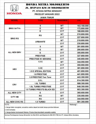 Price List